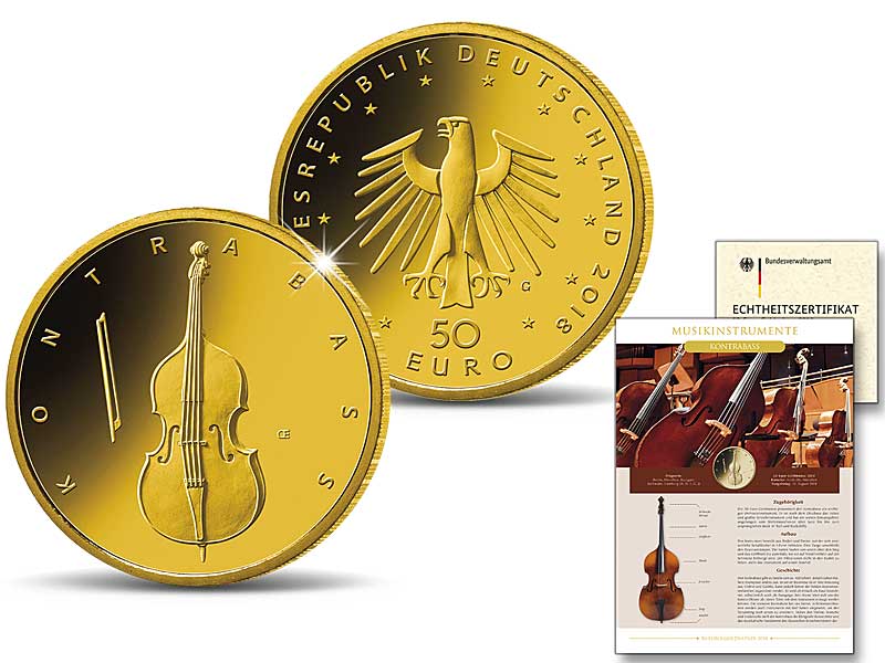 50-Euro-Gold-Numisblatt 2018 "Musikinstrumente - Kontrabass"