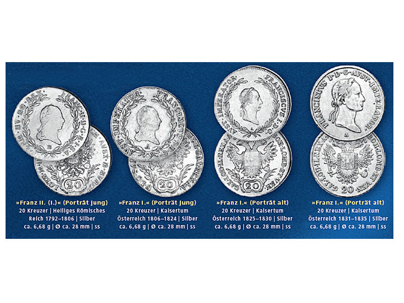 4er-Set Silbermuenzen "250. Geb. Franz II."