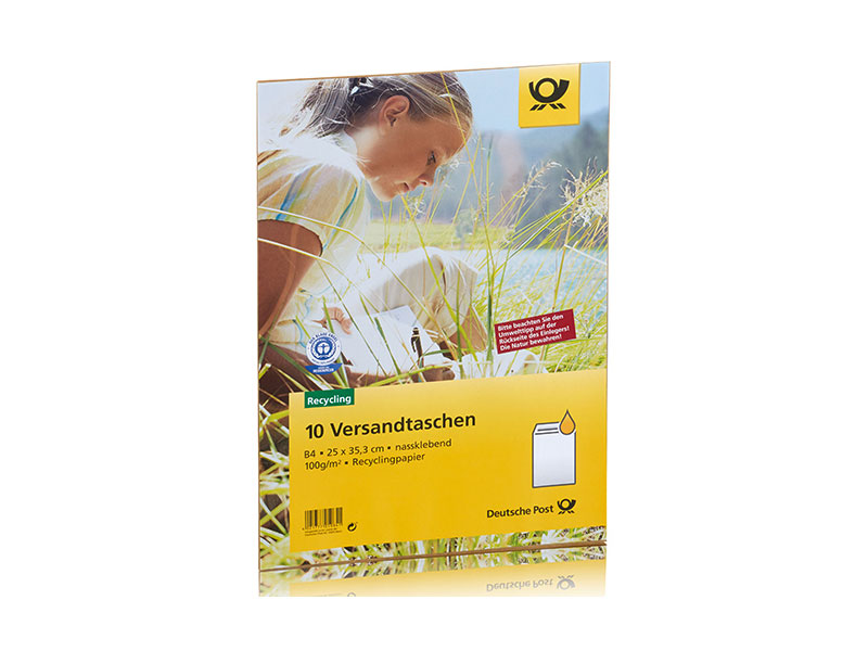 Bild Versandtasche B4 nassklebend braun ohne Fenster Blauer Engel