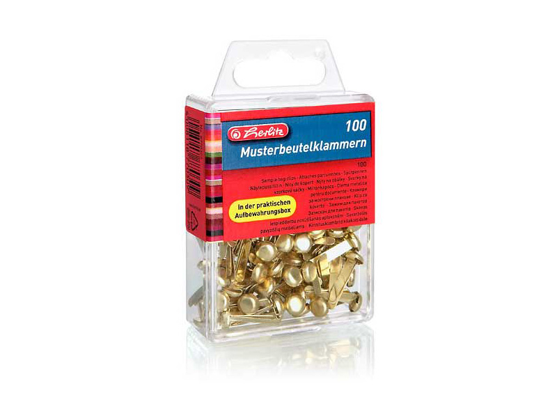 Bild Herlitz Musterbeutelklammern, goldfarben, mit Rundkopf, in 100er-Box