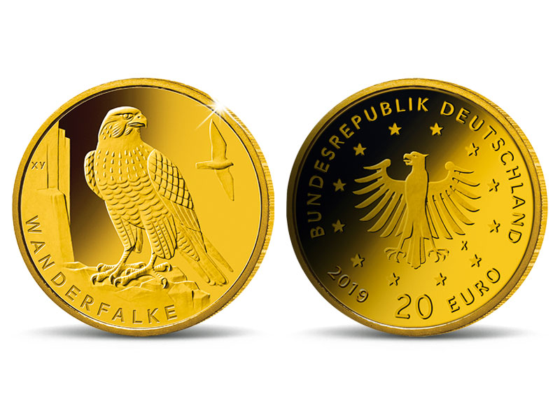 20-Euro-Gold-Numisblatt 2019 "Heimische Vgel - Wanderfalke"