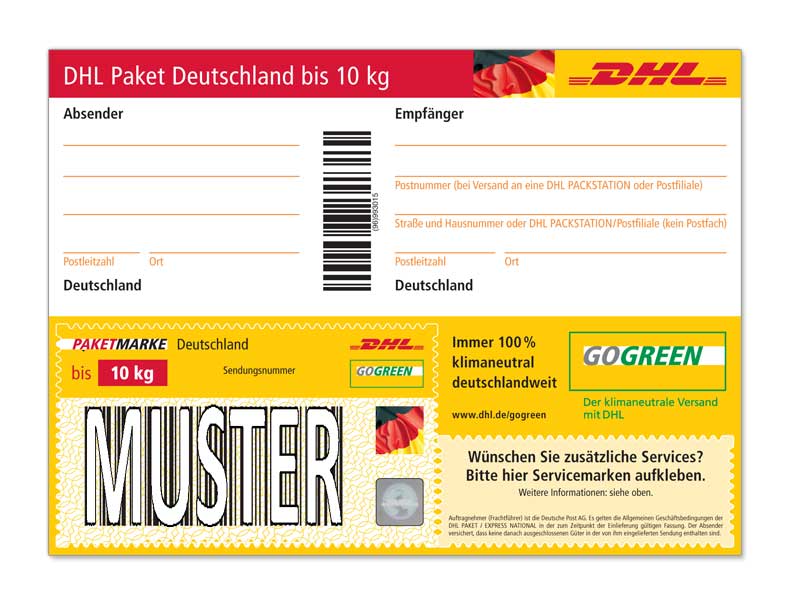 Bild DHL PAKETMARKE Deutschland bis 10 kg - Versandschein