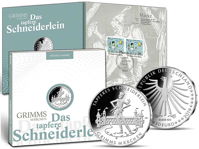 Numisfolder Muenze und Marke "Das Tapfere Schneiderlein"