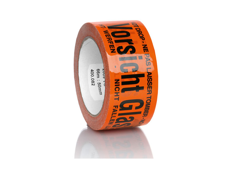 Signal-Packband, orange, Vorsicht Glas