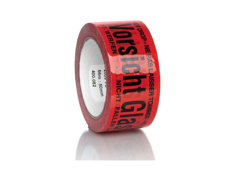Signal-Packband, rot, Vorsicht Glas