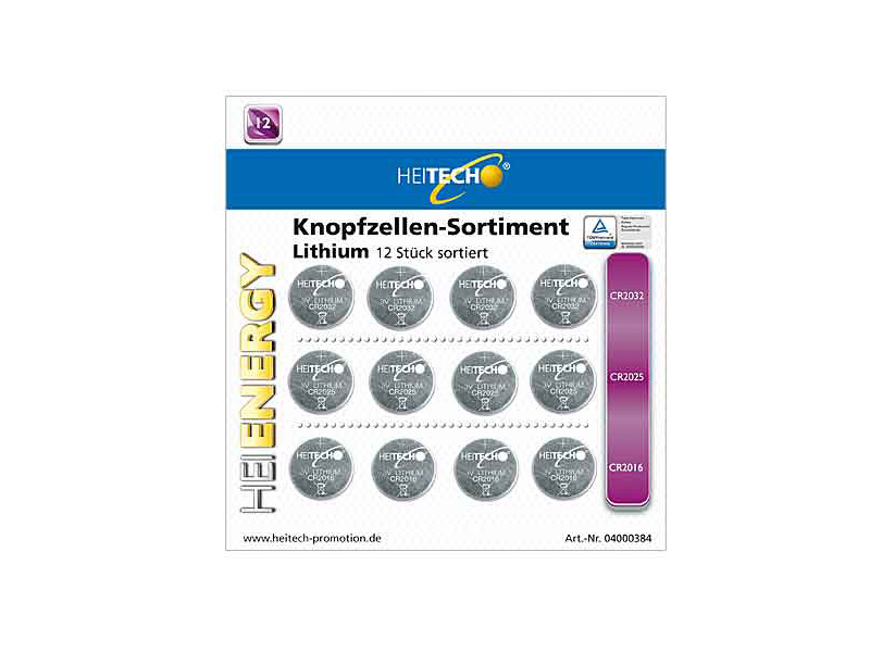 Heitech Knopfzellen Sortiment - 12 Stück