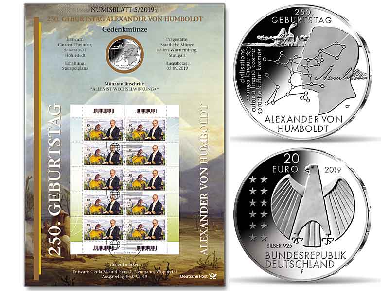 Numisblatt: "250. Geburtstag Alexander von Humboldt"