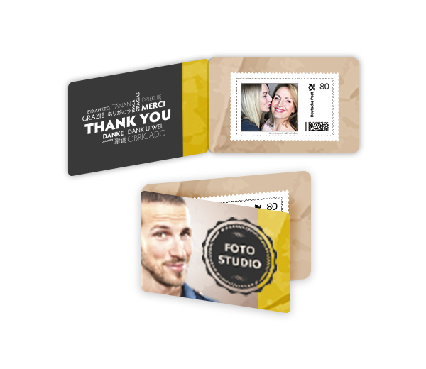 Produktfoto Klappkarte mit individueller Briefmarke
