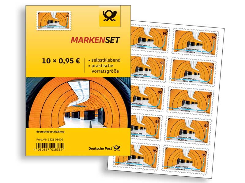 Markenset "Marienplatz Mnchen", selbstklebende Briefmarke zu 0,95 EUR, 10er-Set