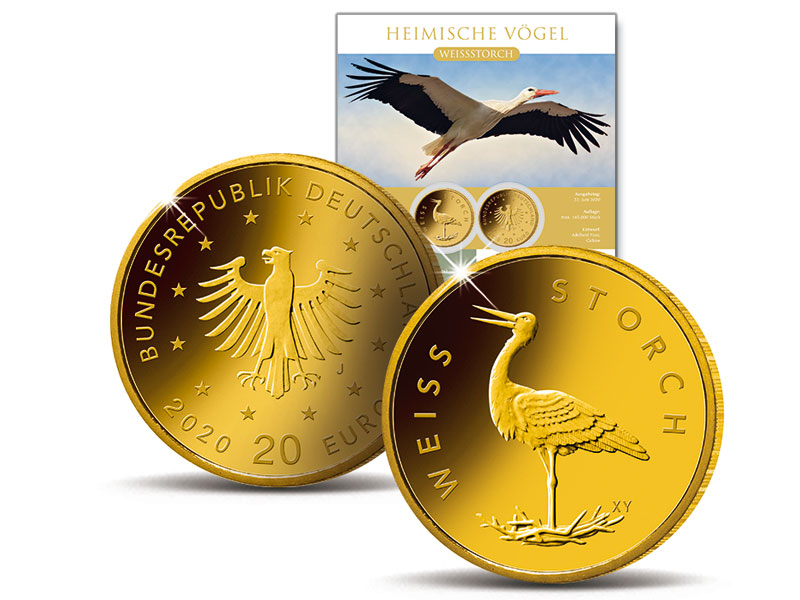 20-Euro-Gold-Numisblatt 2020 "Heimische Vgel - Weistorch"