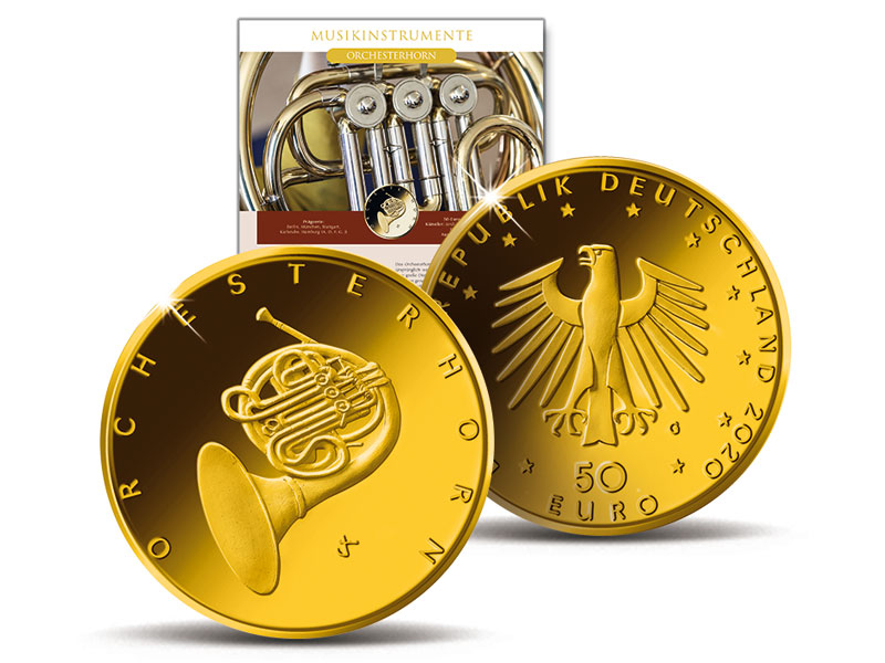50-Euro-Gold-Numisblatt 2020 "Musikinstrumente - Orchesterhorn"