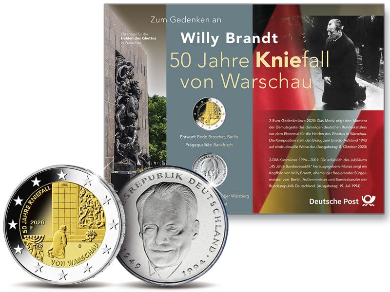 Numiskarte "50 Jahre Kniefall von Warschau"