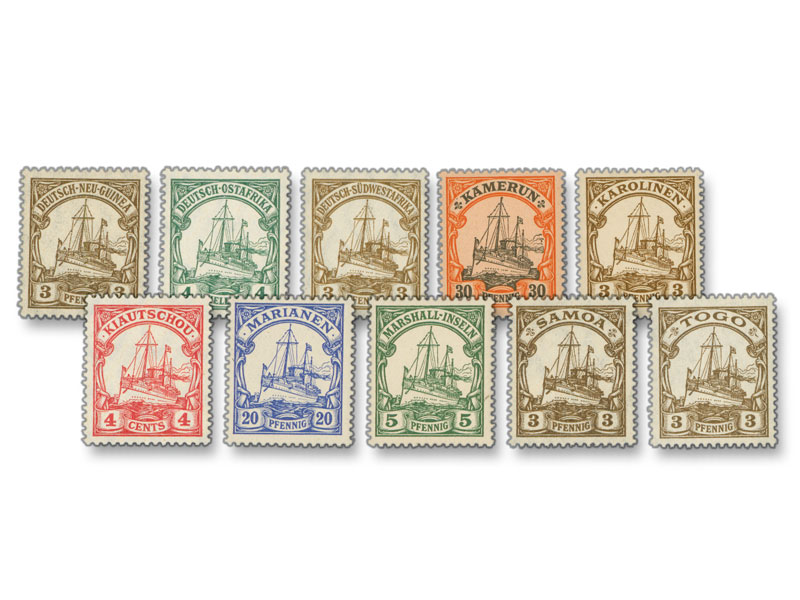 Dt. Reich/dt. Kolonien, Kollektion,  "Die deutschen Kolonien - kleine Kaiseryacht"