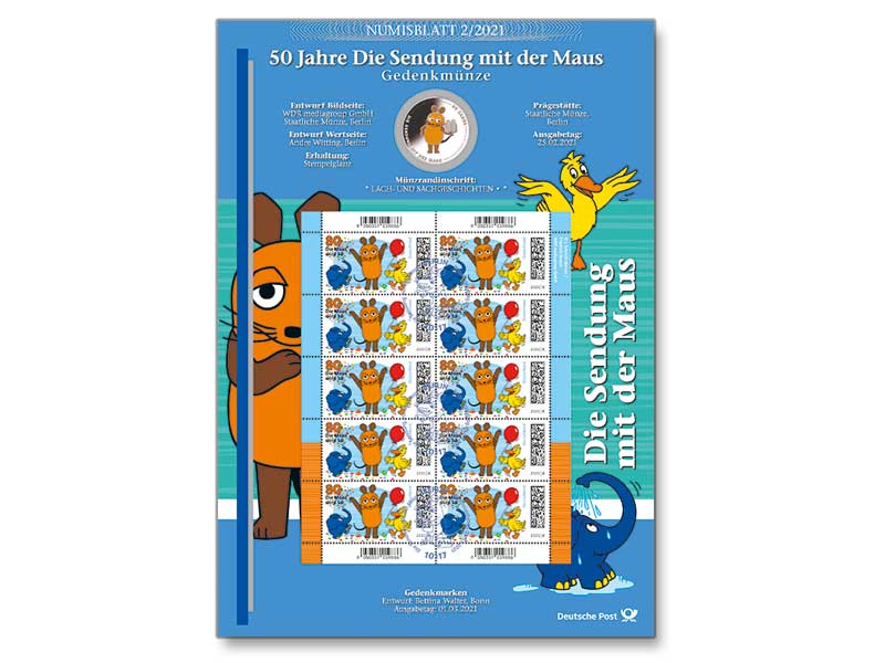 Numisblatt "50 Jahre Die Sendung mit der Maus"