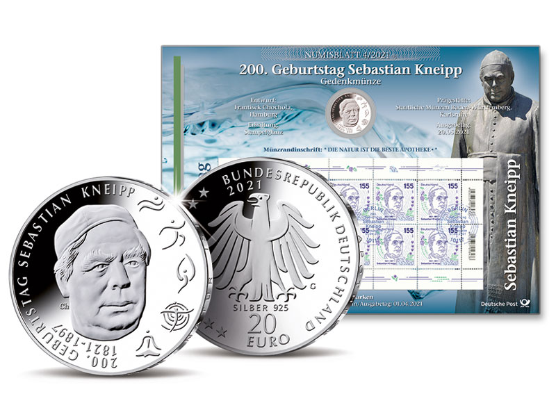 Numisblatt "200. Geburtstag Sebastian Kneipp" 
