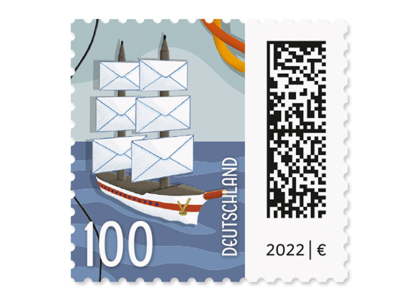 Briefsegler, Briefmarke zu 1,00 ?, 10er-Bogen