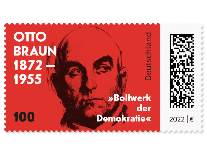 150. Geburtstag Otto Braun, Briefmarke zu 1,00 ?, 10er-Bogen