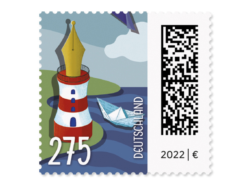 Leuchtfederstift, Briefmarke zu 2,75 EUR, 10er-Bogen
