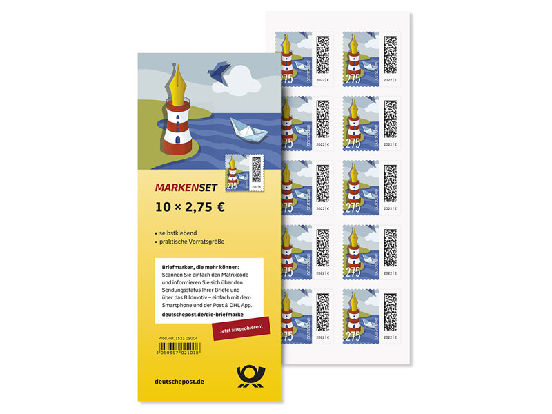 Markenset Leuchtfederstift, Briefmarke zu 2,75 EUR, 10er-Set
