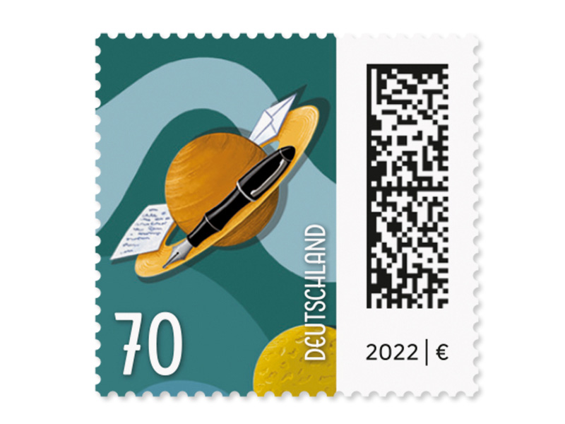 Brief auf Umlaufbahn, Briefmarke zu 0,70 EUR, 10er-Bogen