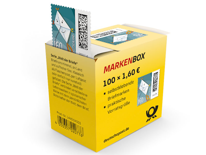 Markenbox "Briefdrachen", Briefmarke zu 1,60 EUR, 100er-Box 