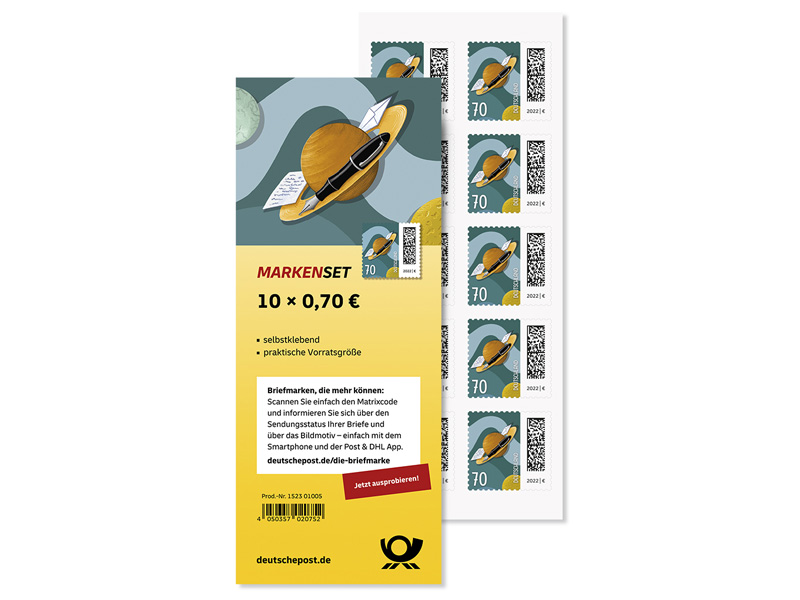 Markenset Brief auf Umlaufbahn, Briefmarke zu 0,70 EUR, 10er-Set