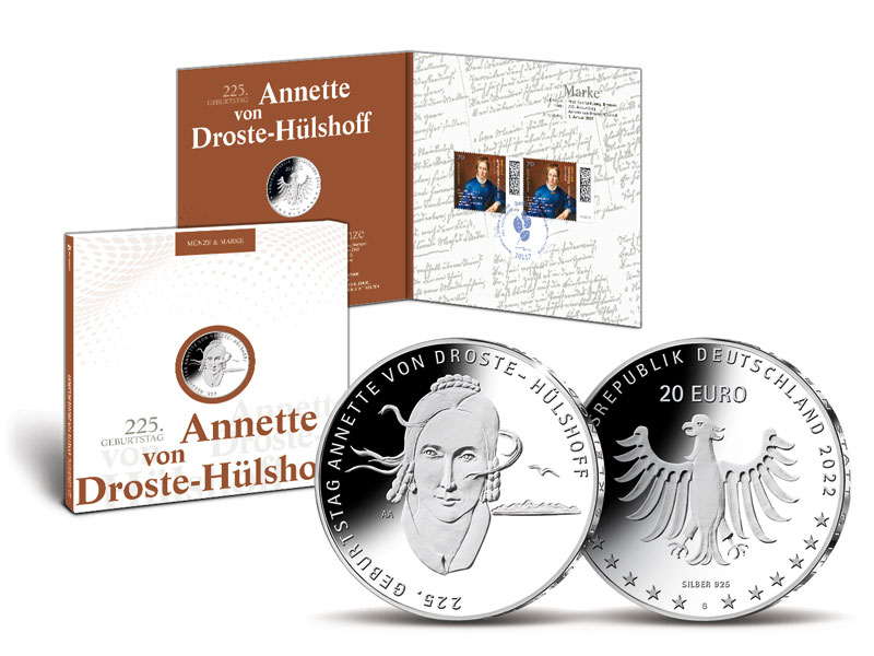 Numisfolder Mnze & Marke: "225. Geburtstag Annette von Droste-Hlshoff"