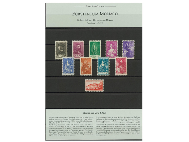 Fürstentum Monaco: "Bildnisse früherer Herrscher von Monaco" (1939)