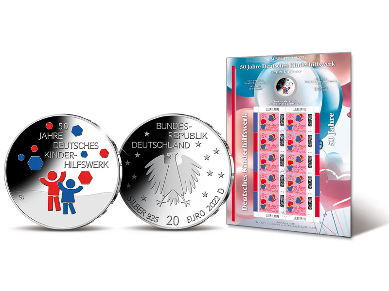 Numisblatt "50 Jahre Deutsches Kinderhilfswerk"