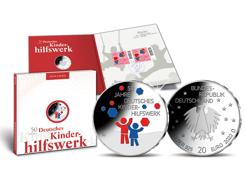 Numisfolder Mnze & Marke: "50 Jahre Deutsches Kinderhilfswerk"