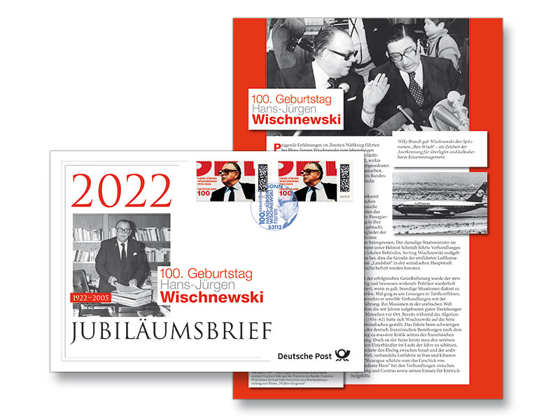 Jubilumsbrief "100. Geburtstag Hans-Jrgen Wischnewski"