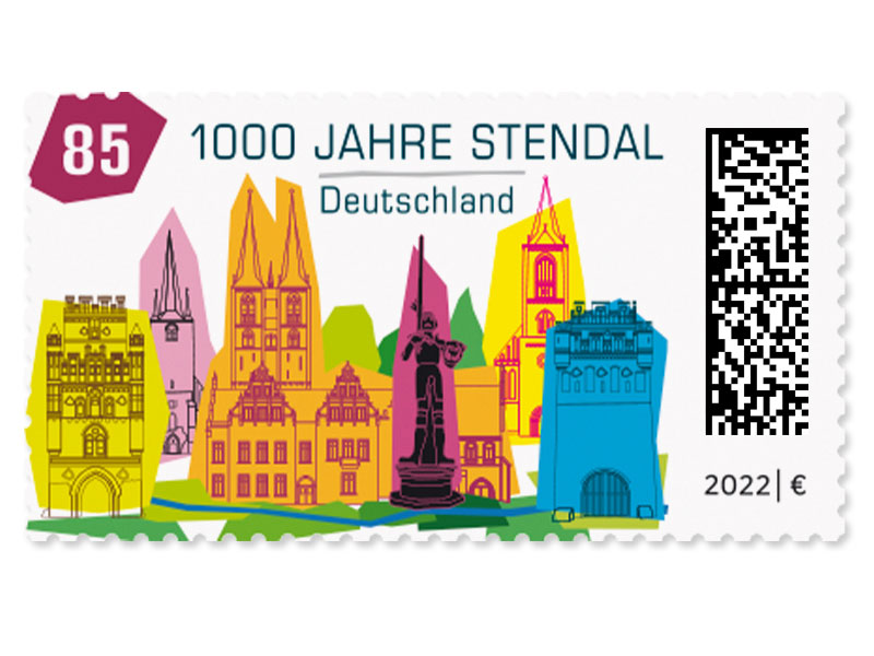 1000 Jahre Stendal, nassklebende Briefmarke zu 0,85 EUR, 10er-Bogen