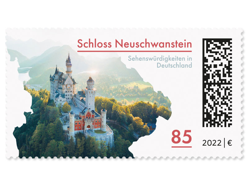 Schloss Neuschwanstein, Briefmarke zu 0,85 EUR, 10er-Bogen