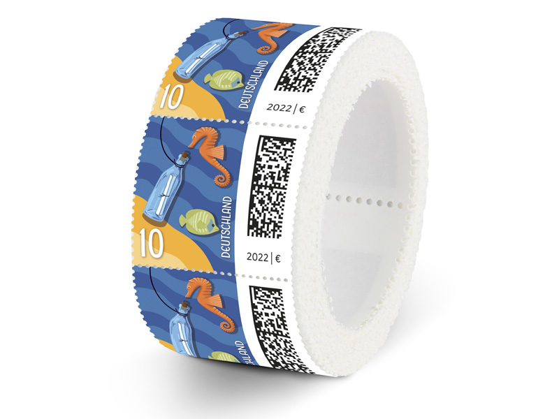 Flaschenpost, Briefmarke zu 0,10 EUR, 200er-Rolle