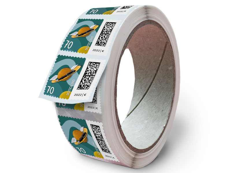 Brief auf Umlaufbahn, Briefmarke zu 0,70 EUR, 500er-Rolle