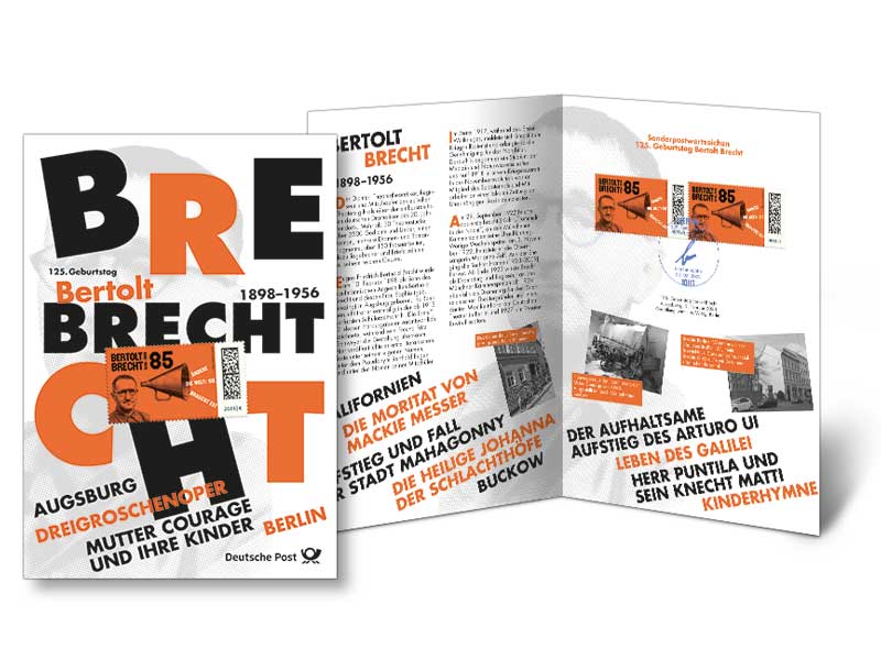 Erinnerungsblatt "125. Geburtstag Bertolt Brecht"
