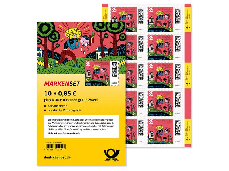 Markenset "Grimms Mrchen - Hans im Glck", Briefmarke zu 0,85 + 0,40 EUR, 10er-Set