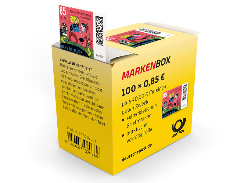 Markenbox "Grimms Mrchen - Hans im Glck", Briefmarke zu 0,85 + 0,40 EUR, 100er-Box