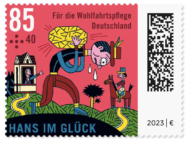 Grimms Mrchen - Hans im Glck "Der Abschied", Briefmarke zu 0,85 + 0,40 EUR, 10er-Bogen