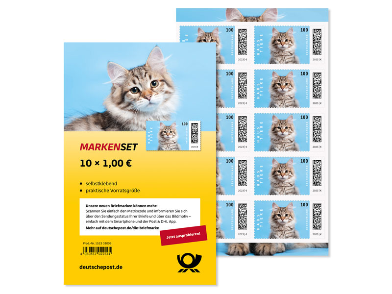Markenset "Katze", Briefmarke zu 1,00 EUR, 10er-Set