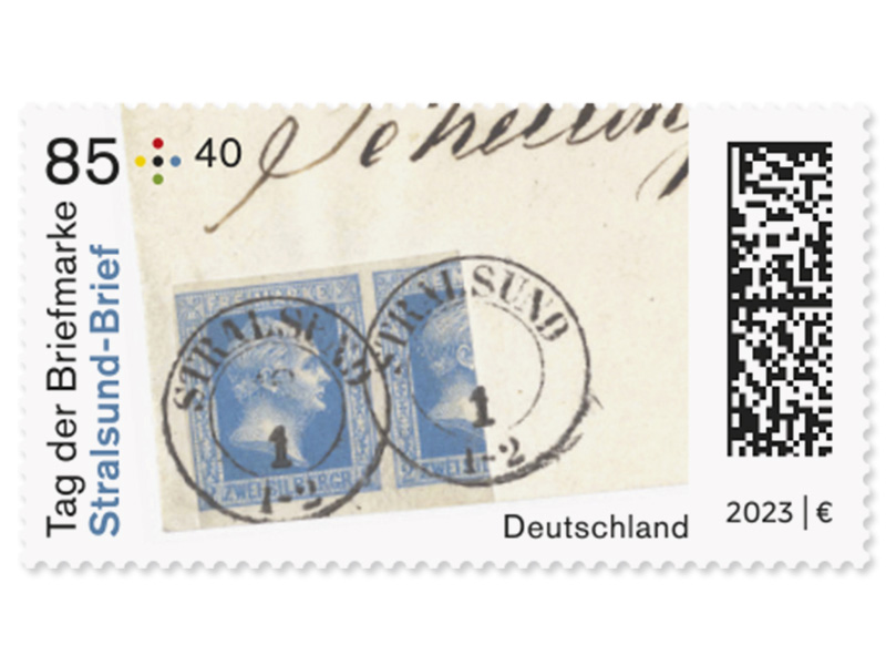 Schtze der Philatelie - Stralsund-Brief, Briefmarke zu 0,85 + 0,40 EUR, 10er-Bogen