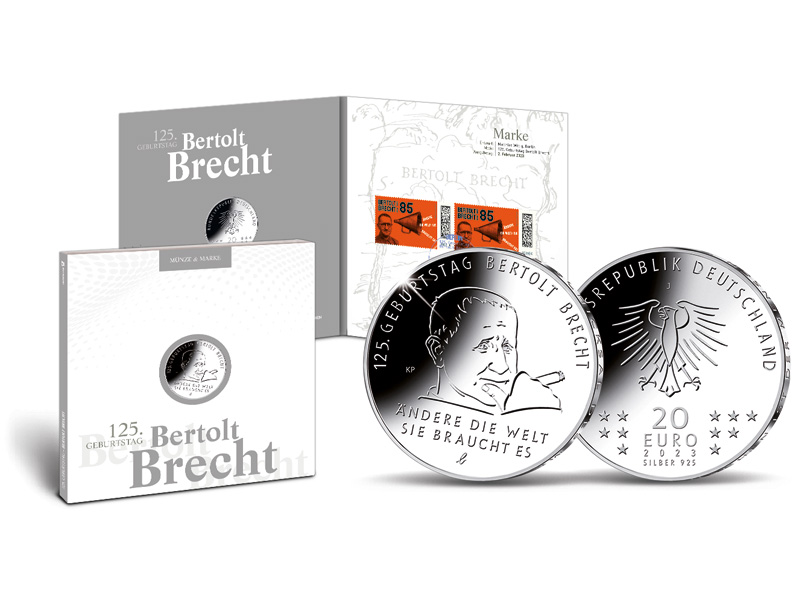 Numisfolder Mnze & Marke: "125. Geburtstag Bertolt Brecht"