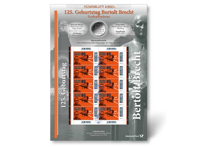Numisblatt "125. Geburtstag Bertolt Brecht"