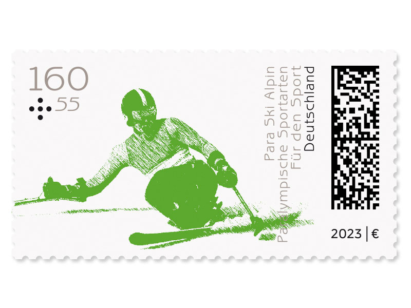 Paralympische Sportarten - "Para Ski Alpin", Briefmarke zu 1,60 + 0,55 EUR, 10er-Bogen