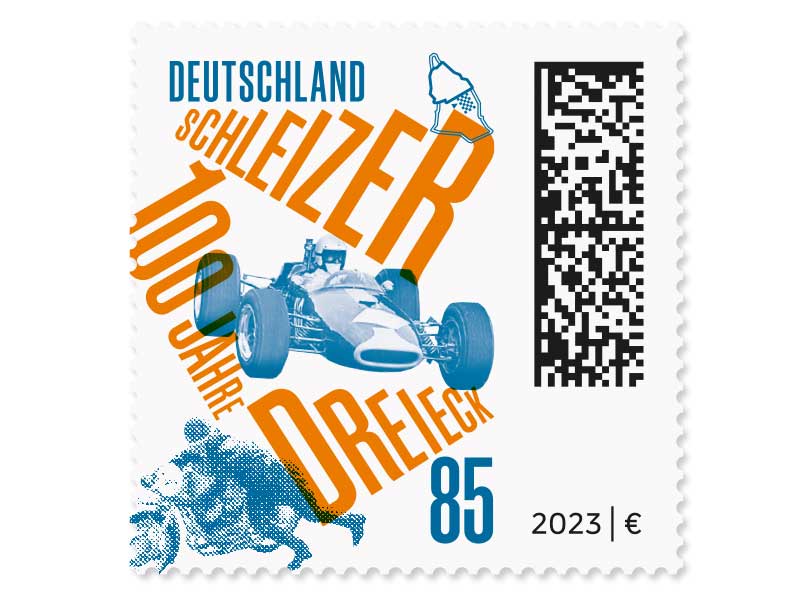 Dynamische Collage Rennwagen Motorrad Rennstrecke und Schriftzug
