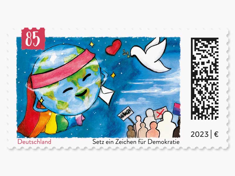 Setz ein Zeichen fr Demokratie, Briefmarke zu 0,85 EUR, 10er-Bogen