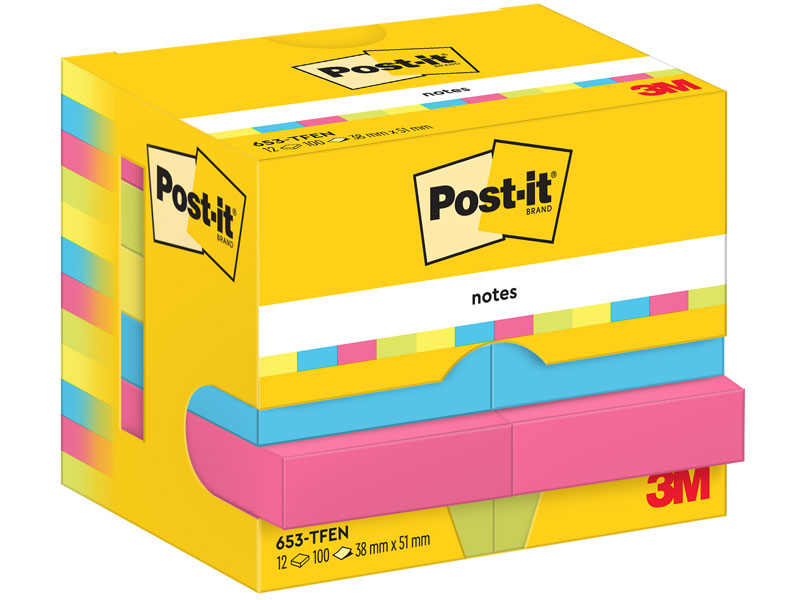 Post-it Notes Neonfarben 51x38 mm, 12x100