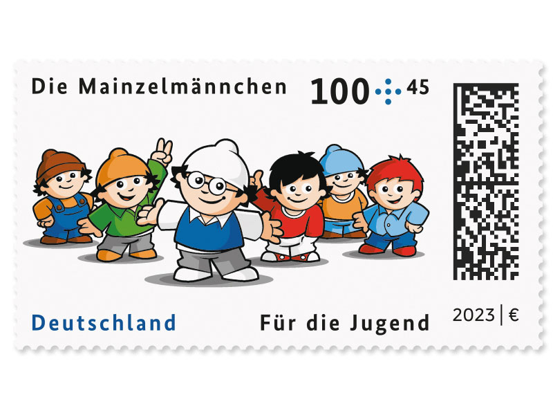 Die Mainzelmnnchen - "Gruppe lang", Briefmarke zu 1,00 + 0,45 EUR, 10er-Bogen