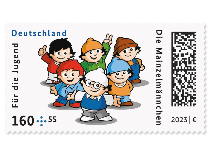 Die Mainzelmnnchen - "Gruppe rund", Briefmarke zu 1,60 + 0,55 EUR, 10er-Bogen