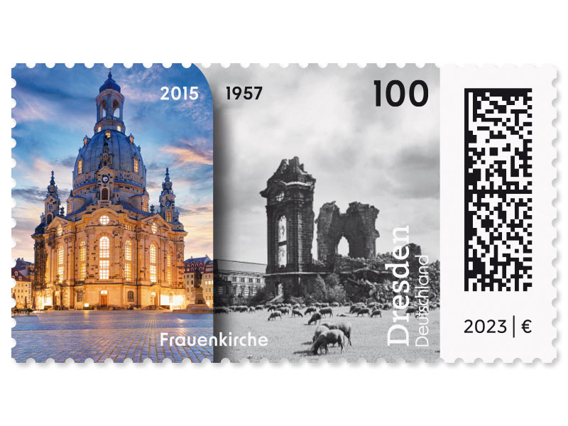 Frauenkirche in den Jahren 2015 und 1957
